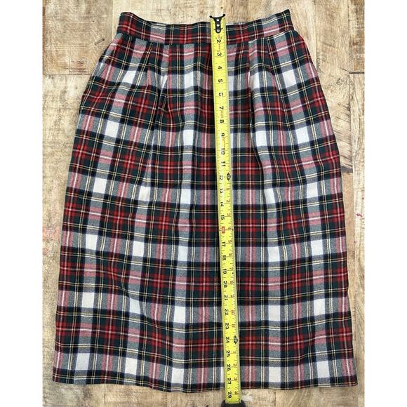 VTG Woolmark 100% Pure Wool Red Plaid Long Skirt W/slit lWomen's Sz 4-6 Winter - Picture 3 of 9
